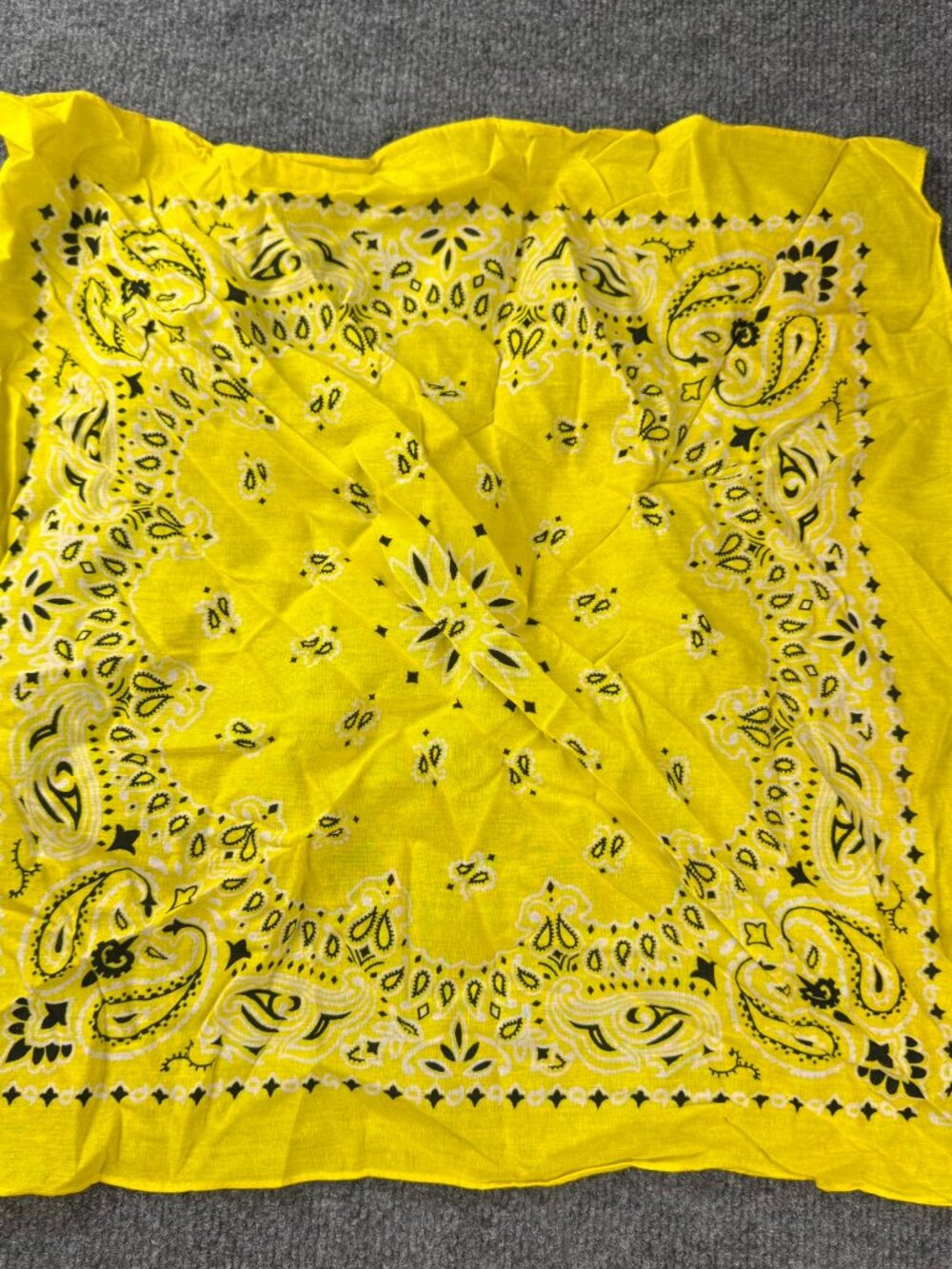Bright Yellow Paisley Bandana 21x21 Cotton Biker Western Hair Wrap Neck Scarf